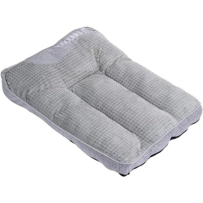 Großes Hundekissenbett mit Wirbelsäulenstütze – Grau, 60x47x18 cm