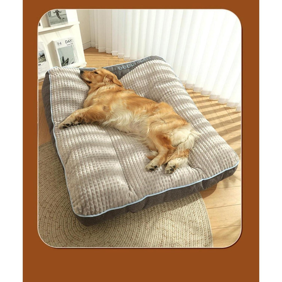 Großes Hundekissenbett mit Wirbelsäulenstütze – Grau, 60x47x18 cm