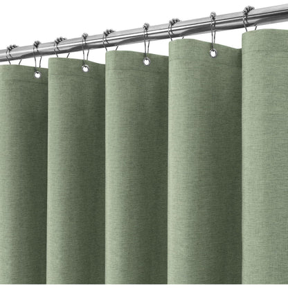 Leinen Duschvorhang Grün 182x214cm | Wasserdicht & Schwerer Badewannenvorhang