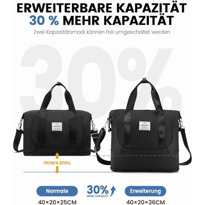 Ryanair Handgepäck Tasche 40x20x25, Erweiterbar Schwarz