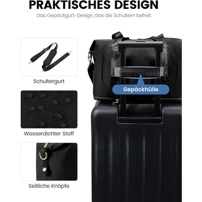 Ryanair Handgepäck Tasche 40x20x25, Erweiterbar Schwarz