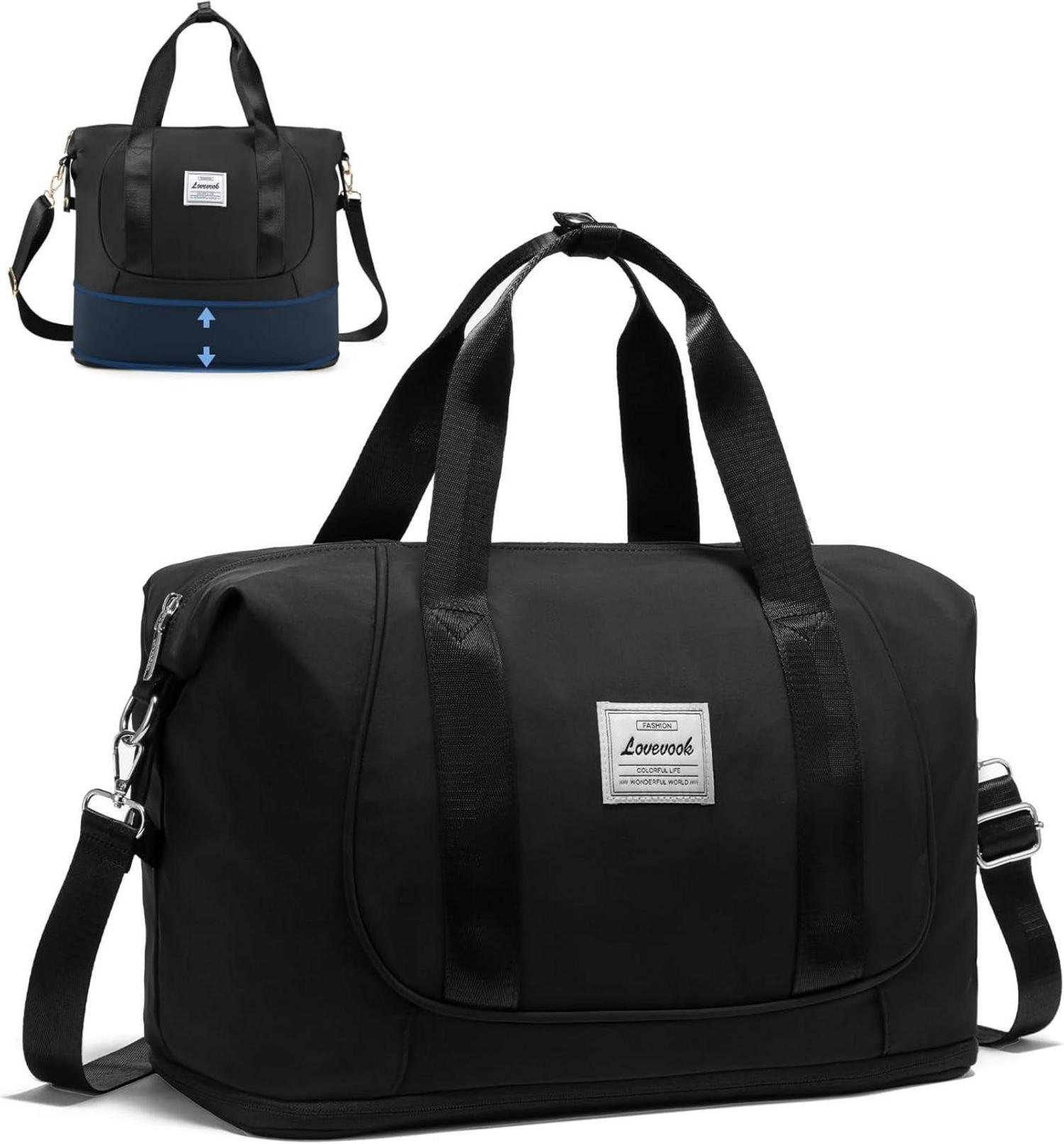Erweiterbare Handgepäck Tasche für Flugzeug, Ryanair 40x20x25, Schwarz