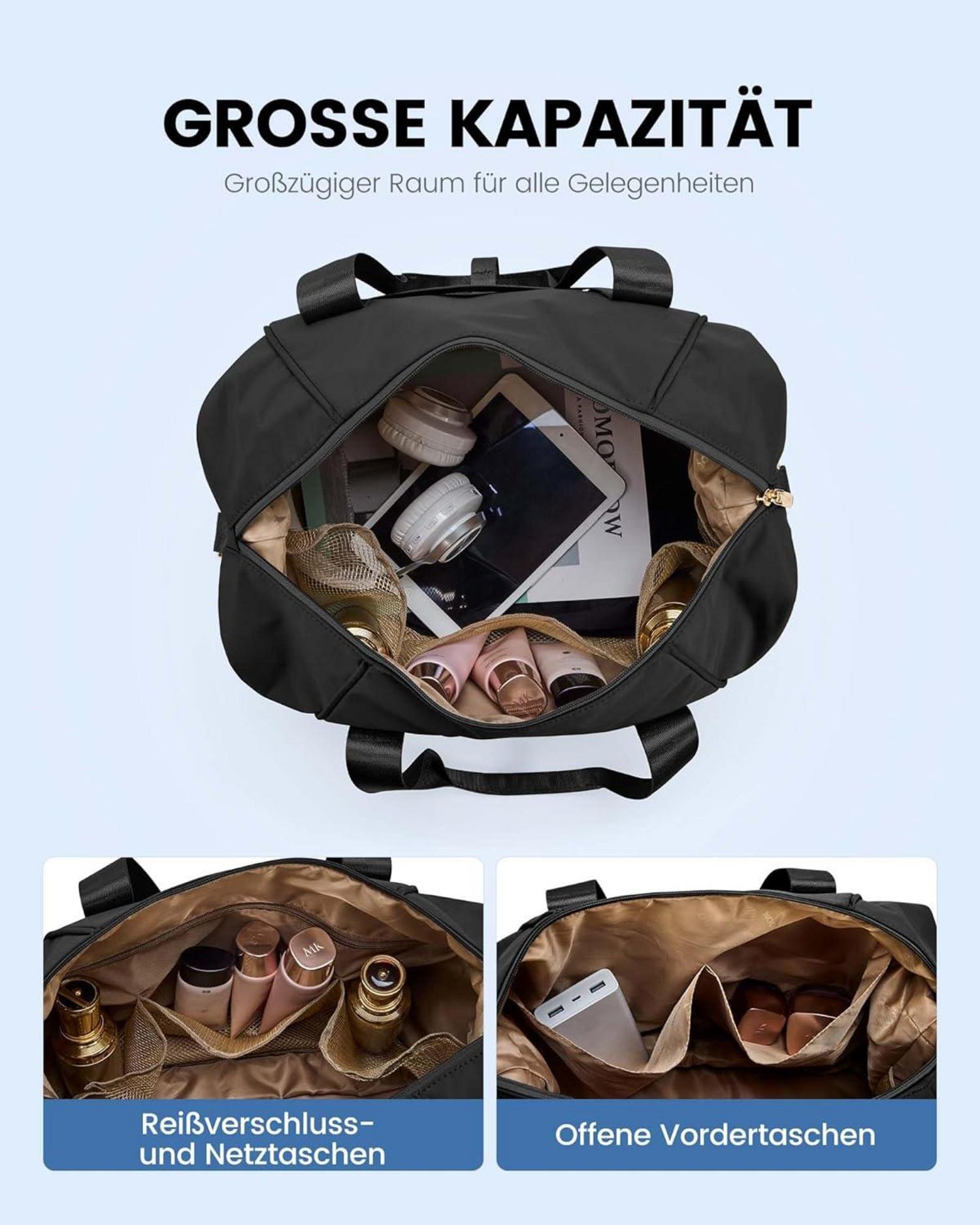 Handgepäck Tasche 40x20x25 Erweiterbar Reisetasche Cabin Schwarz