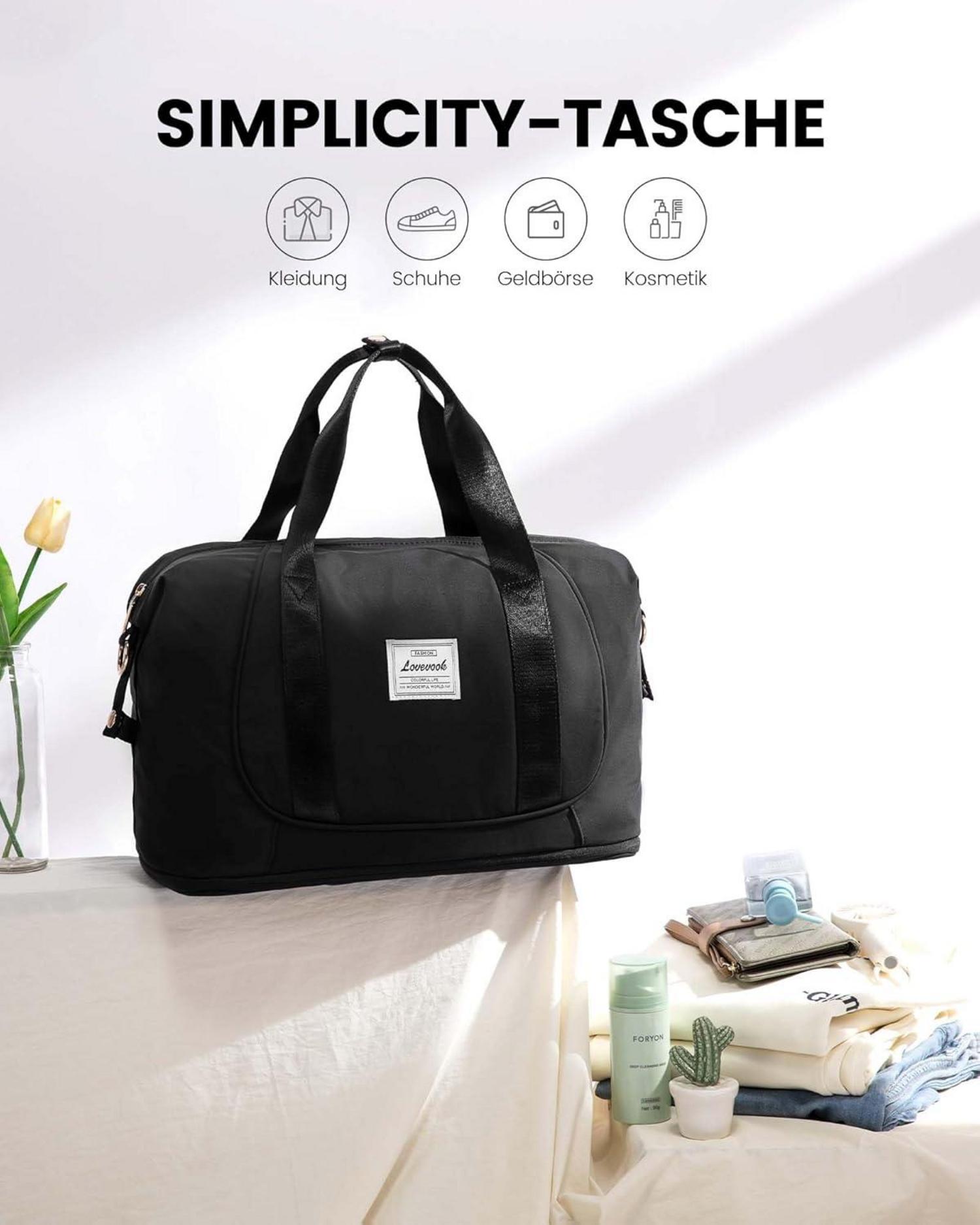 Handgepäck Tasche 40x20x25 Erweiterbar Reisetasche Cabin Schwarz
