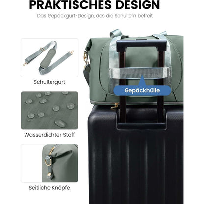Ryanair Handgepäck 40x20x25 Erweiterbare Reisetasche Grün