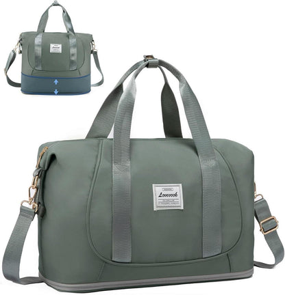Handgepäck Tasche für Flugzeug, erweiterbar, grün