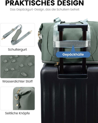 Ryanair Handgepäck 40x20x25 Erweiterbare Reisetasche Grün