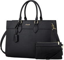 Laptoptasche Damen 15,6 Zoll PU Leder Schwarz Wasserdicht