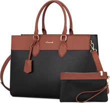 Laptop Handtasche Damen 15,6 Zoll Schultertasche Schwarz Braun
