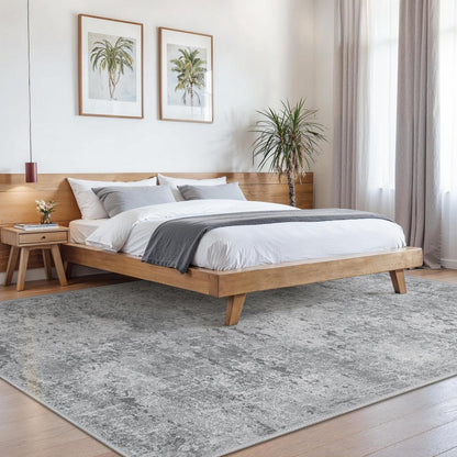 Moderner Wohnzimmerteppich Grau 200x290 cm – Rutschfest & Waschbar