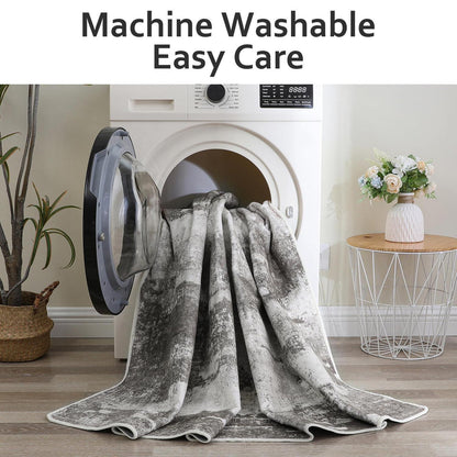 Moderner Läufer Teppich Grau-Braun 80x300 cm – Waschbar & Rutschfest