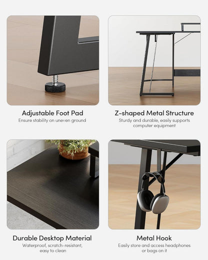 Gaming Eckschreibtisch 120x120cm L-Form Monitorständer Schwarz