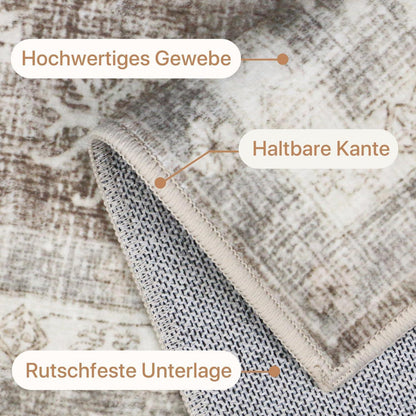 Vintage Teppich Wohnzimmer 160x230 cm – Mandel Beige Braun