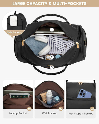 Damen Weekender Tasche mit Schuh- und Nassfach, 2-teiliges