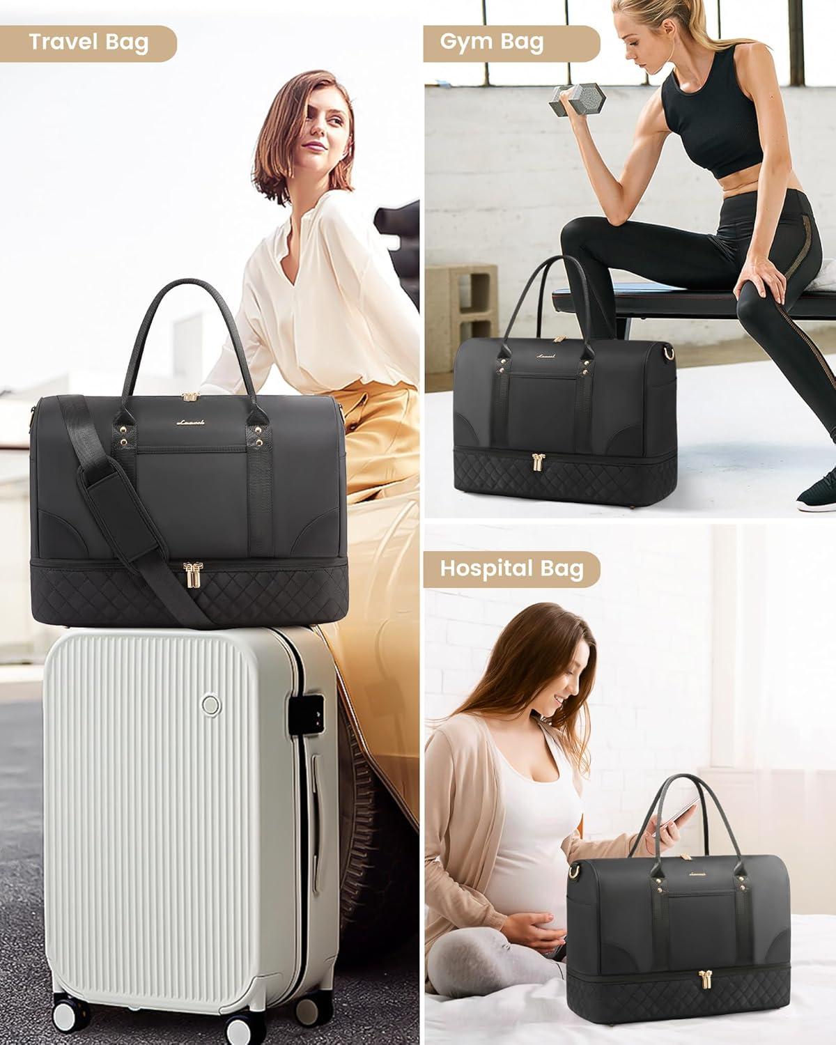 LOVEVOOK Reisetasche Damen Weekender Bag mit Schuhfach Nassfach 2-teiliges Set