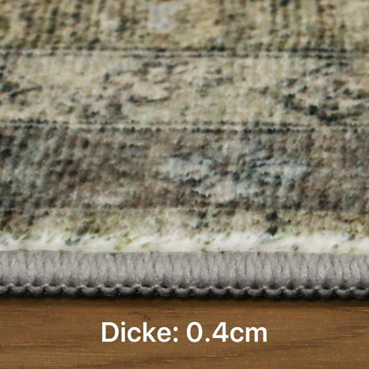 Vintage Teppich 200x290 cm – Waschbar, Braun & Kupferfarben