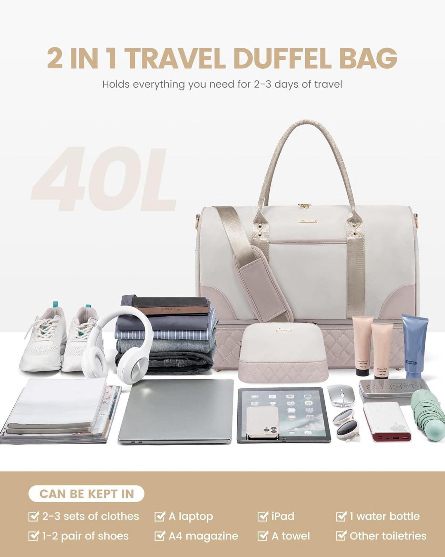 Große Damen Reisetasche Weekender Bag für Flugzeug Reisen Gym Yoga