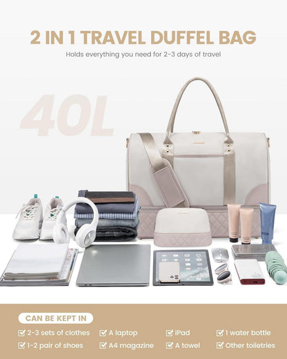 Große Damen Reisetasche Weekender Bag für Flugzeug Reisen Gym Yoga