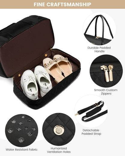 LOVEVOOK Reisetasche Damen Weekender Bag mit Schuhfach und Nassfach, 2-teiliges Set Groß, Schwarz