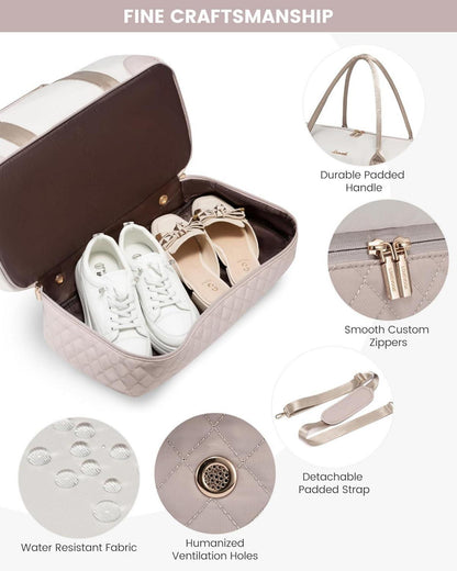 Damen Reisetasche Weekender Bag mit Schuhfach, Nassfach, 2-teiliges Set Beige & Khaki