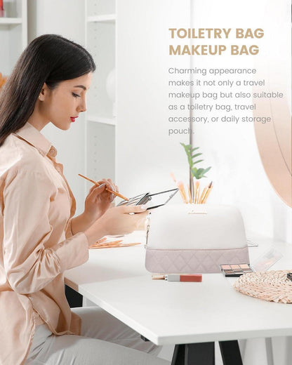 Damen Reisetasche Weekender Bag mit Schuhfach Nassfach 2-teilig Beige Khaki