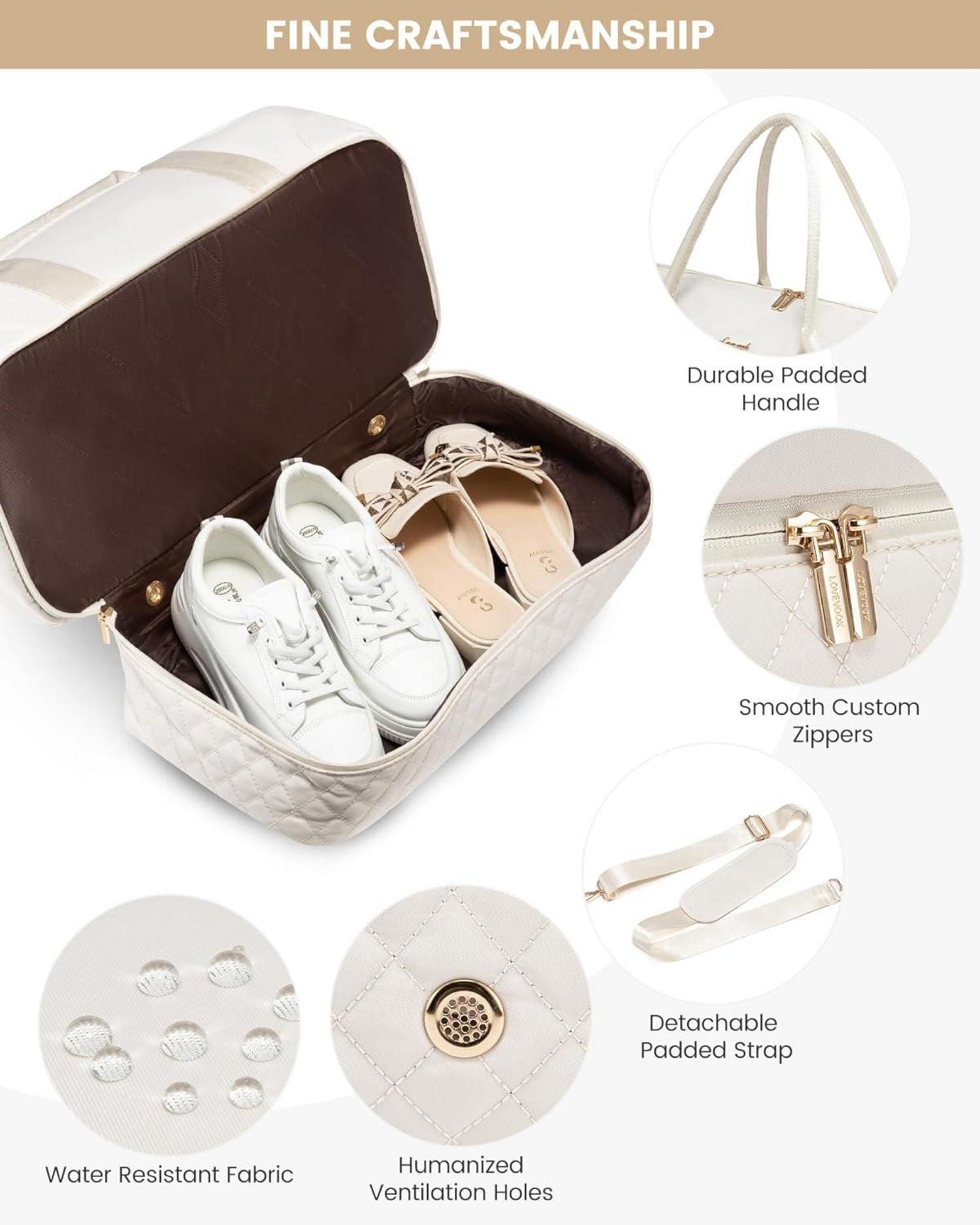 Weekender Reisetasche Damen mit Schuhfach & Nassfach, 2-teiliges Set - Beige