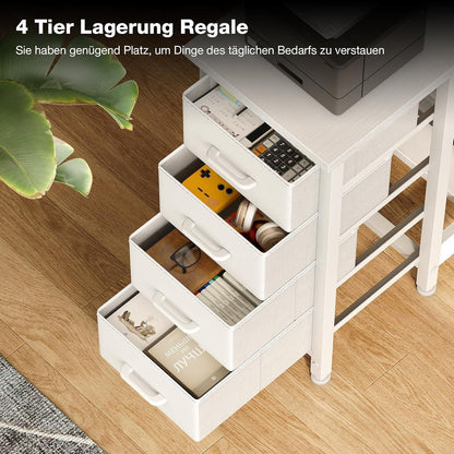 Eckschreibtisch L-Form 120x70cm mit 4 Schubladen, Weiß