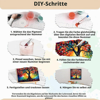 Malen nach Zahlen Lebensbaum – DIY Ölgemälde Set 40x40cm