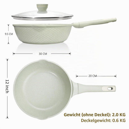 Wokpfanne mit Deckel 30 cm - Granit Antihaftbeschichtung
