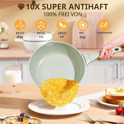 Wokpfanne mit Deckel 30 cm - Granit Antihaftbeschichtung