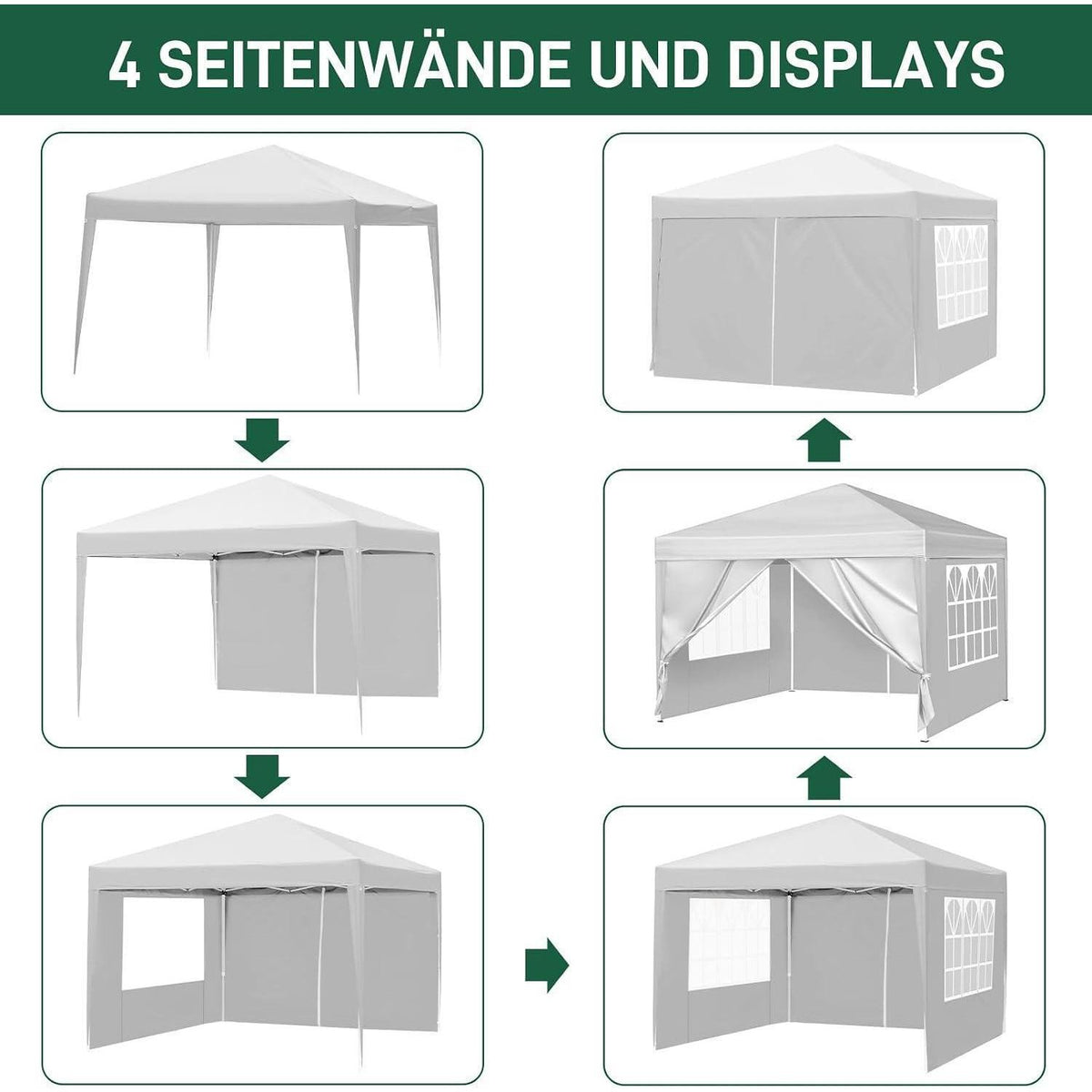 3x3m Pop-up Pavillon mit 4 Seiten – UV-Schutz & Wasserdicht