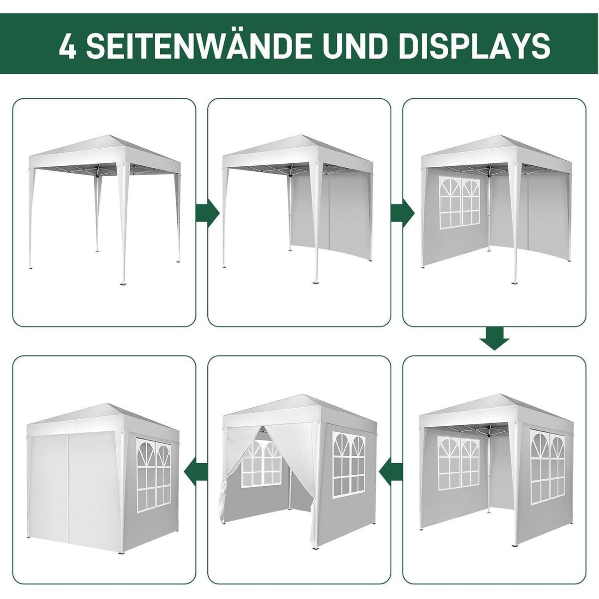 Faltpavillon 2x2m mit Seitenteilen – UV-Schutz & Winddicht