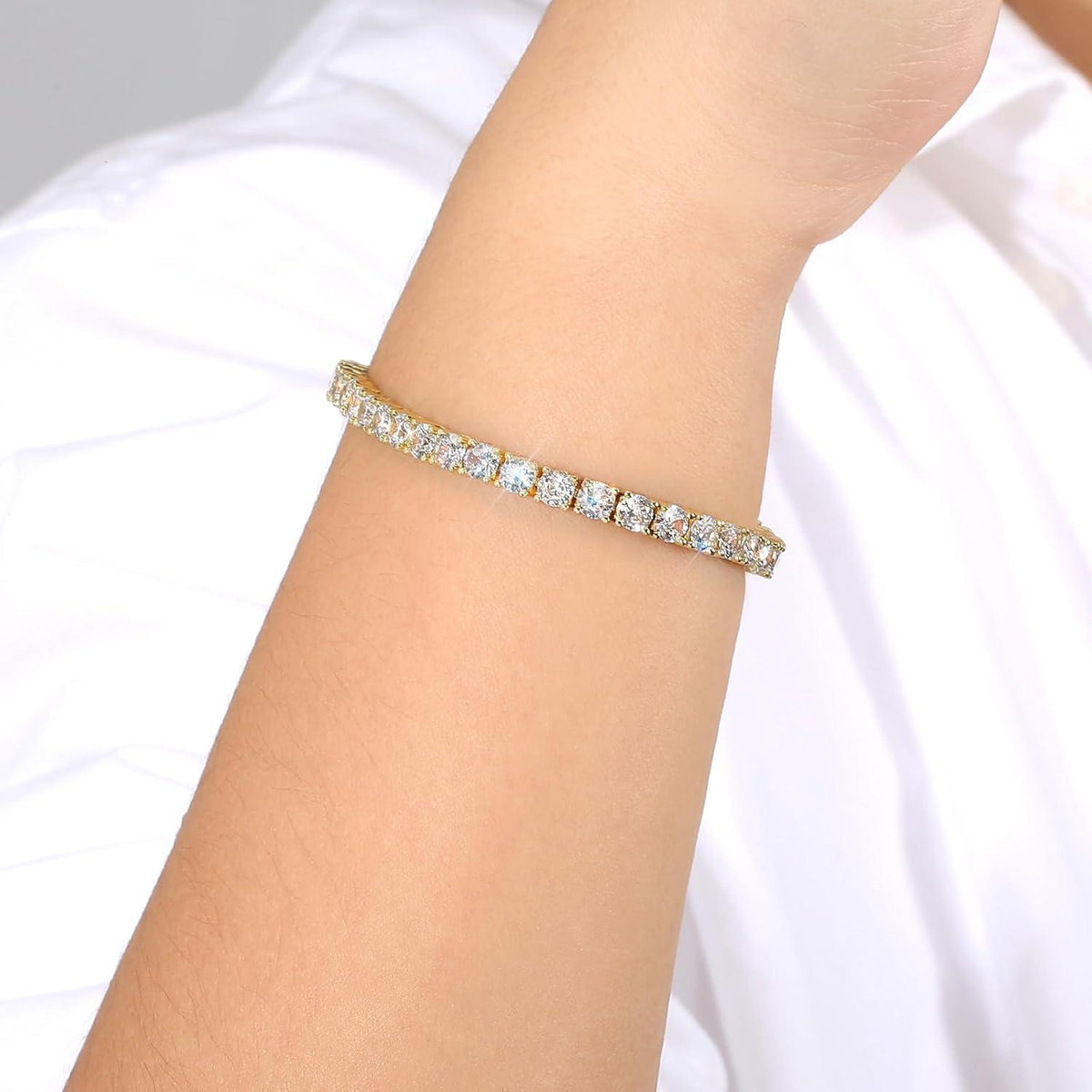 Damen Tennisarmband 14K Gold beschichtet Zirkonia Kristall