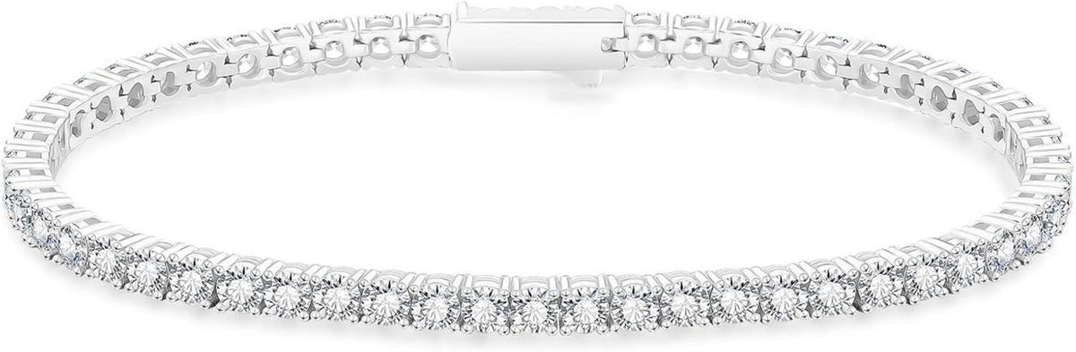Damen Tennisarmband 14K Gold Weißgold beschichtet Zirkonia Kristall