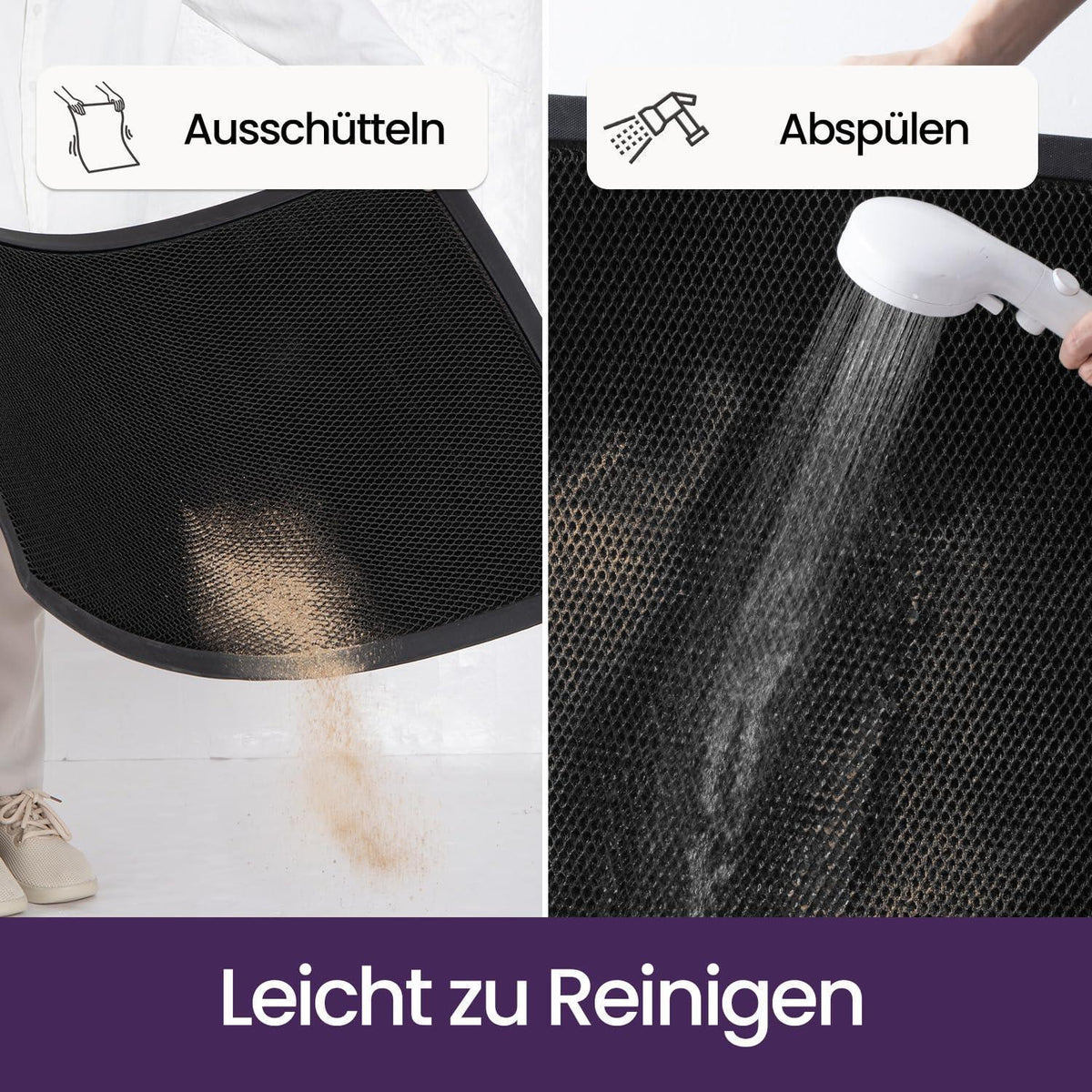Fußmatte Schwarz 43x76 cm - Rutschfest & Schmutzfang