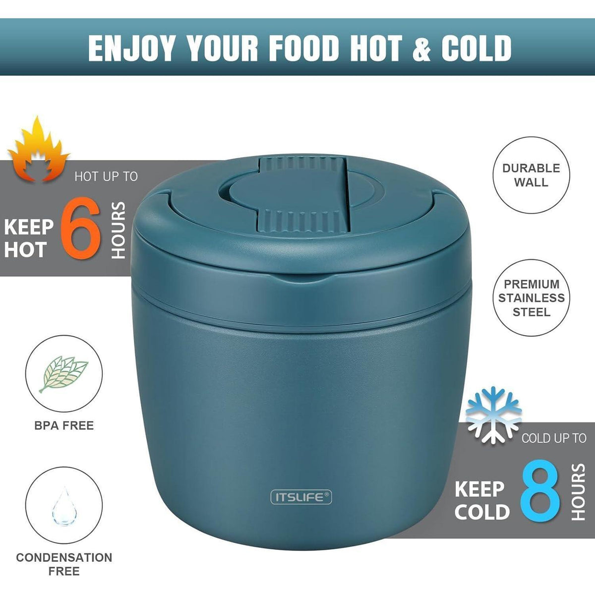 Edelstahl Thermos-Lunchbox 970ml – Auslaufsicher & Warmhaltend
