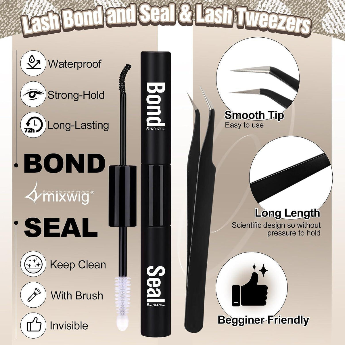 Fox Eye Wimpern-Cluster Set mit Bond & Seal Applicator