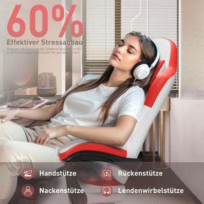 HLONONE Gaming Stuhl Ergonomisch Racing Komfort Weiß-Rot 150 kg