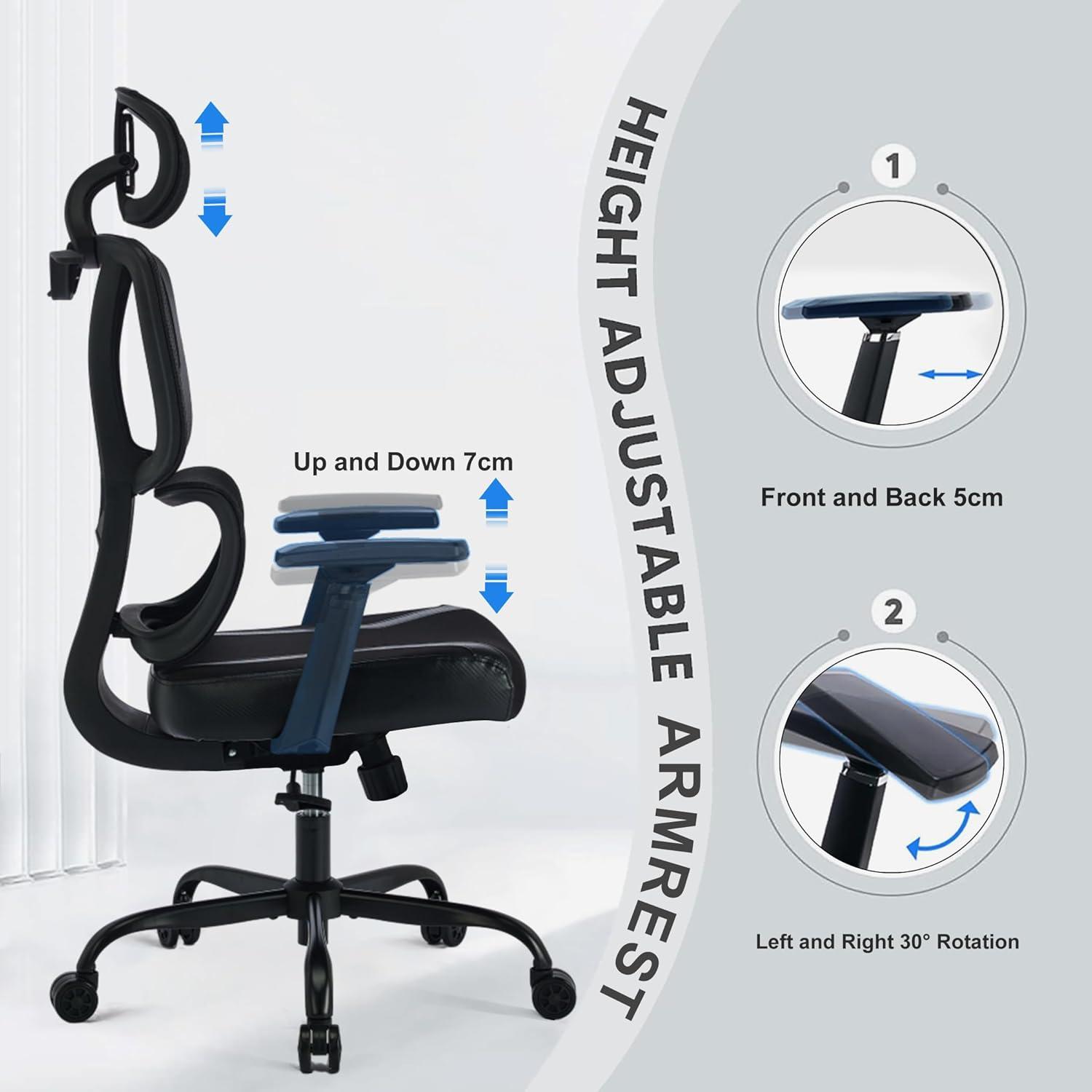 Ergonomischer Bürostuhl mit Lendenwirbelstütze & 3D-Armlehnen