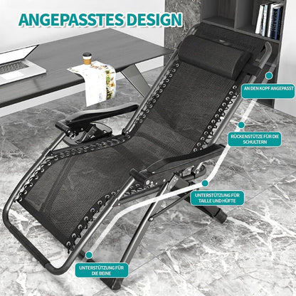 Klappbare Sonnenliege mit Abdeckung, Gartenliege 240kg