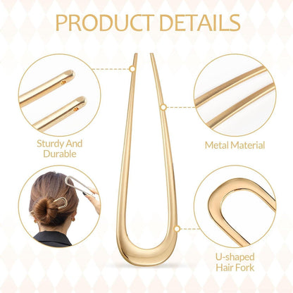 2er Set U-förmige Haarnadeln 14cm Metall Damen Mädchen