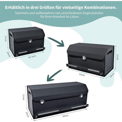 60L Kofferraum Organizer mit Deckel – Auto Aufbewahrungsbox Schwarz in Lederoptik