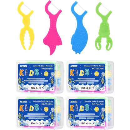 128 Stück Kinder Zahnseide Floss Sticks Meerestiere Box