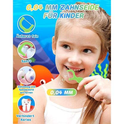 128 Stück Kinder Zahnseide Floss Sticks Meerestiere Box