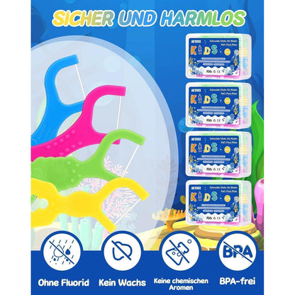 128 Stück Kinder Zahnseide Floss Sticks Meerestiere Box
