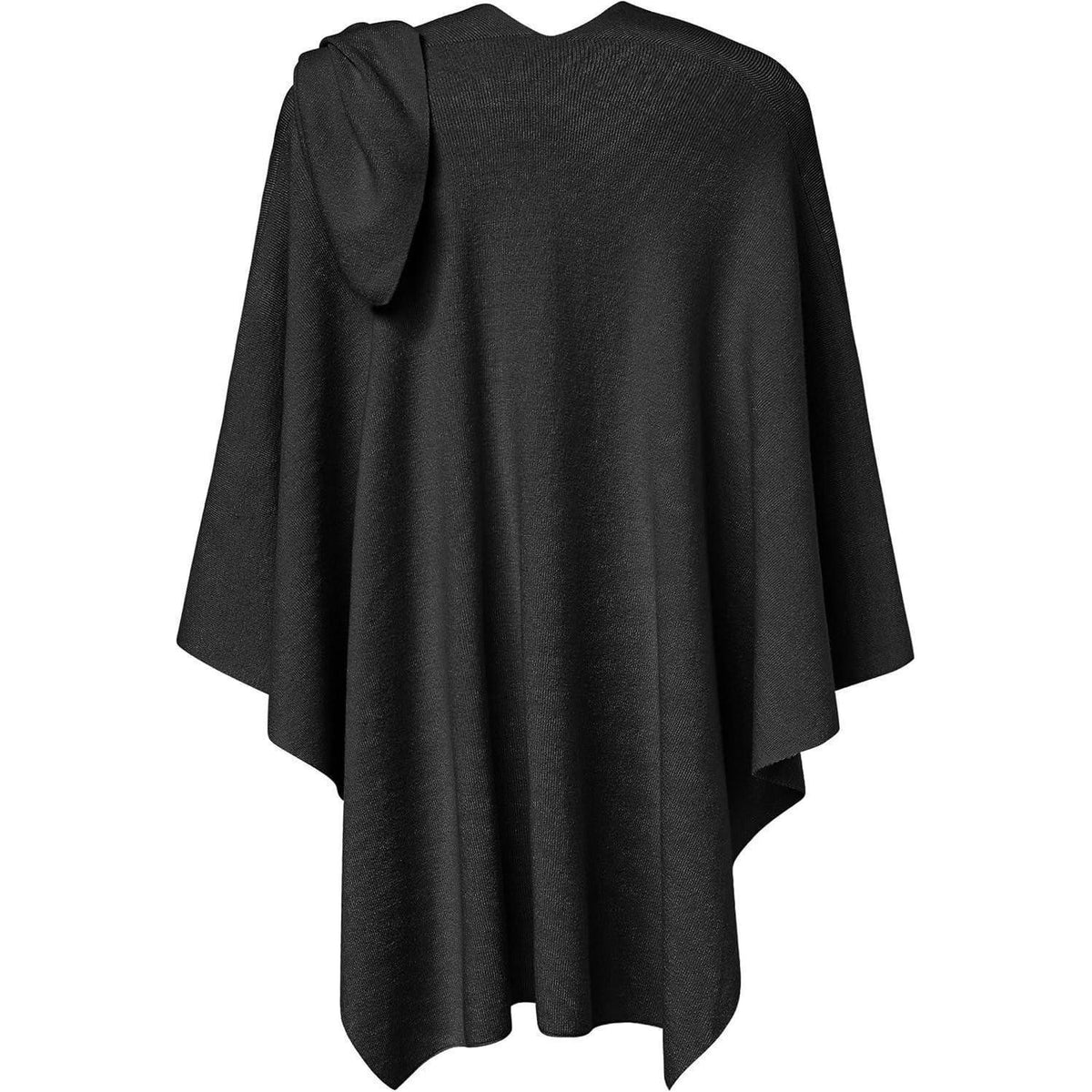 Damen Poncho Schal kuschelweich, Strick Cape Cardigan Schwarz