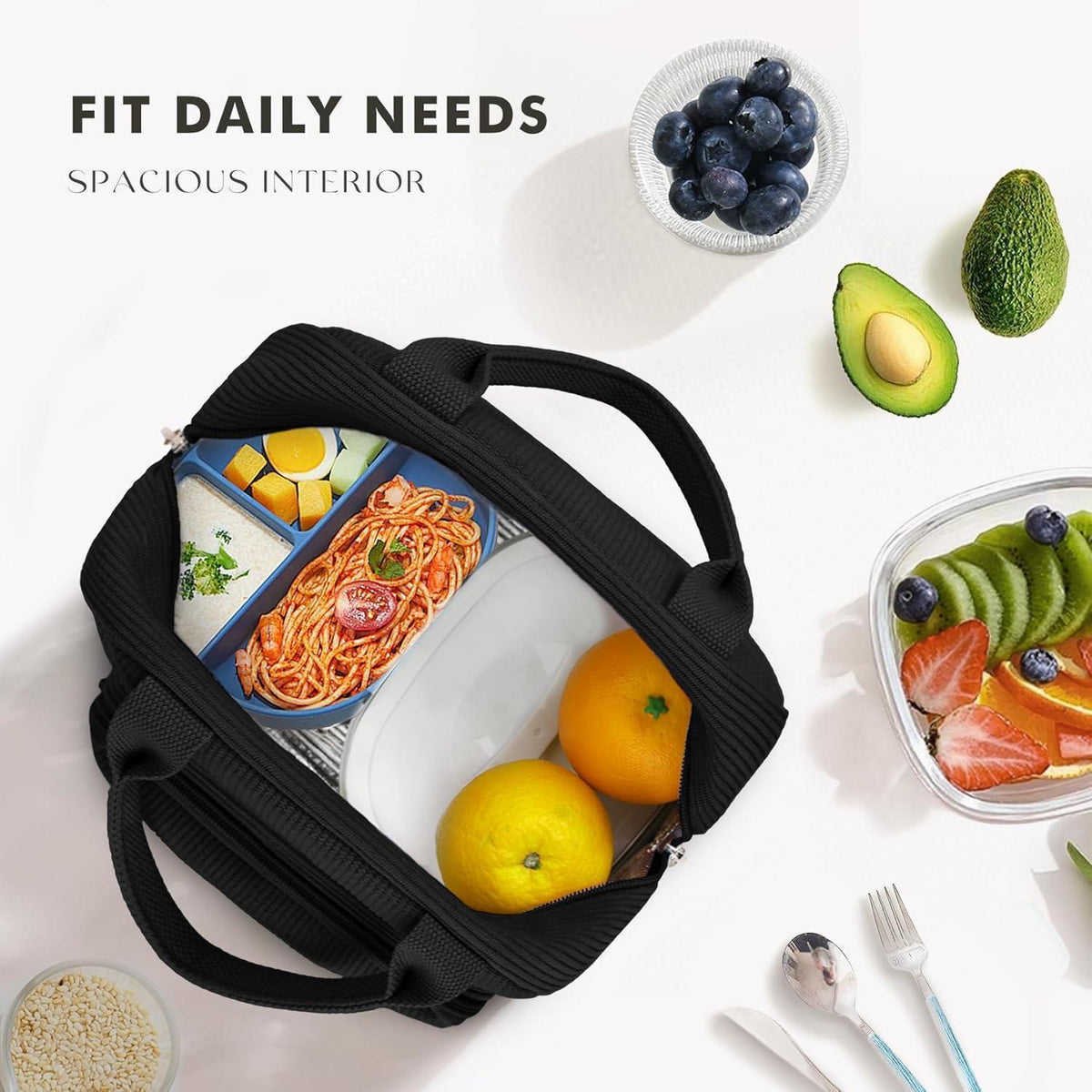 Isolierte Lunchtasche für Damen & Herren – Schwarz