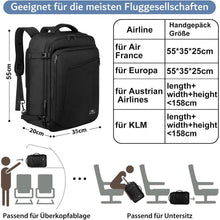 50L Handgepäck Rucksack erweiterbar, schwarz