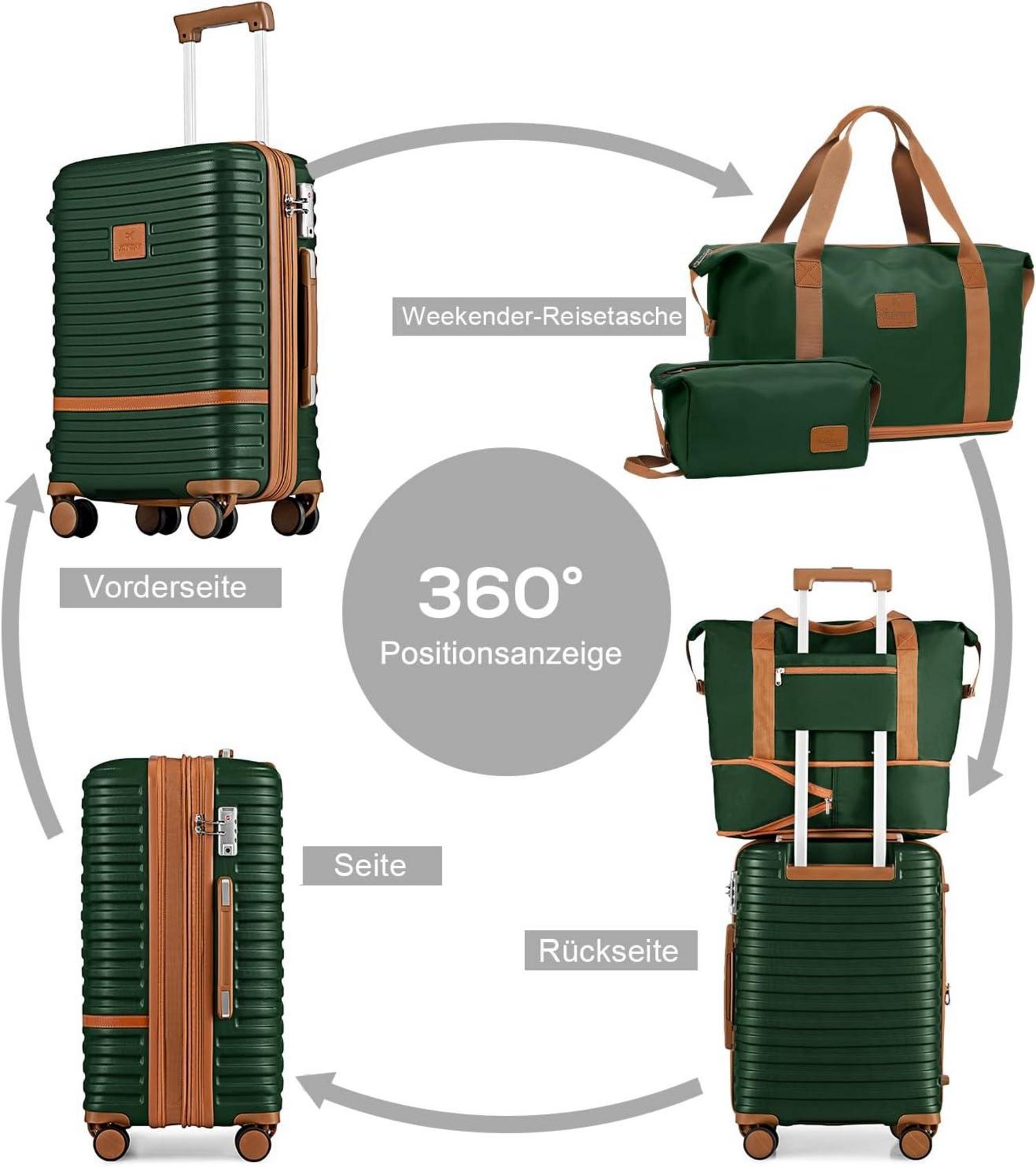 Joyway ABS Hartschalen Kofferset 5tlg Erweiterbar Trolley Koffer TSA Schloss 4 Rollen Grün