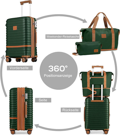 Joyway ABS Hartschalen Kofferset 5tlg Erweiterbar Trolley Koffer TSA Schloss 4 Rollen Grün